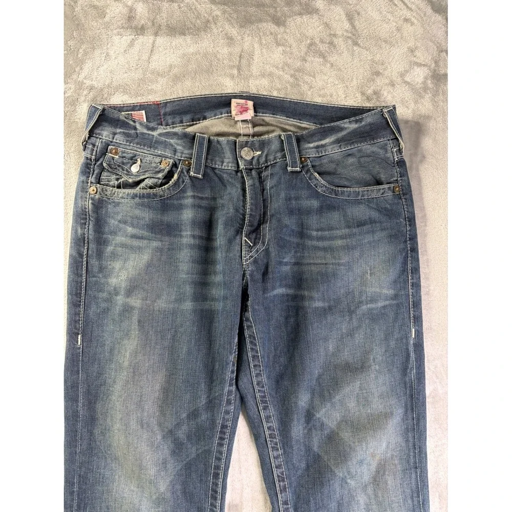 True Religion Ricky Men's Jeans Size 36 Blue Cotton Relaxed Straight USA Made